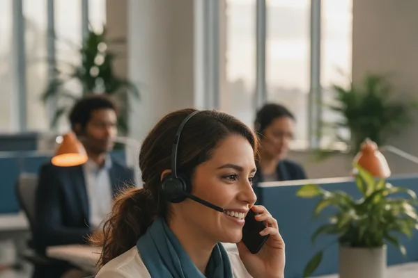 Agente de seguros bilingüe español e inglés Agente de seguros bilingüe atendiendo por teléfono en español e inglés